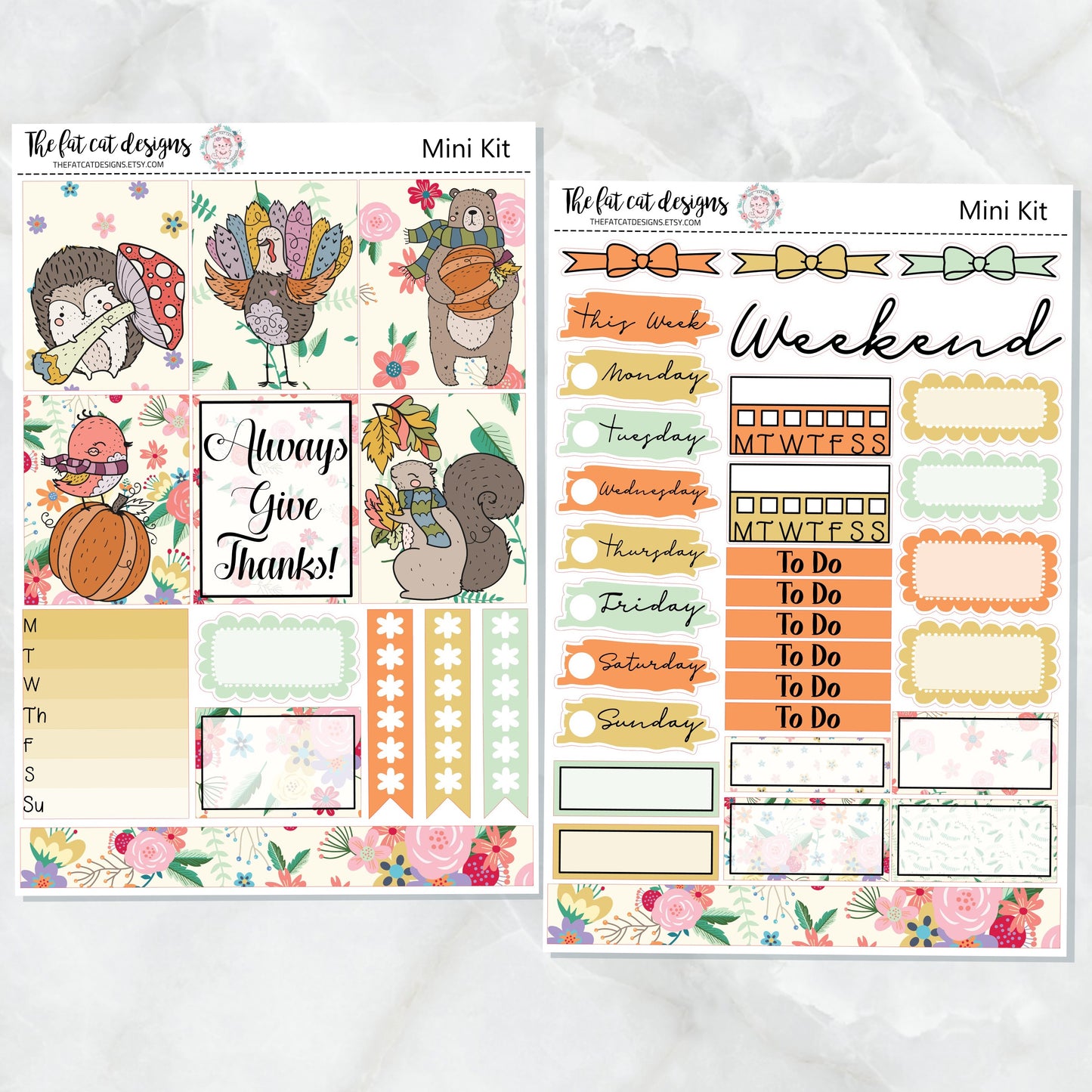 Thanksgiving Friends Planner Sticker Kit for the Printpression B6 Travelers Notebooks