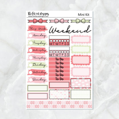 Valentine's Day with Flora Lily and Bud Mini Planner Sticker Kit for the Printpression B6 Erin Condren Travelers Notebooks