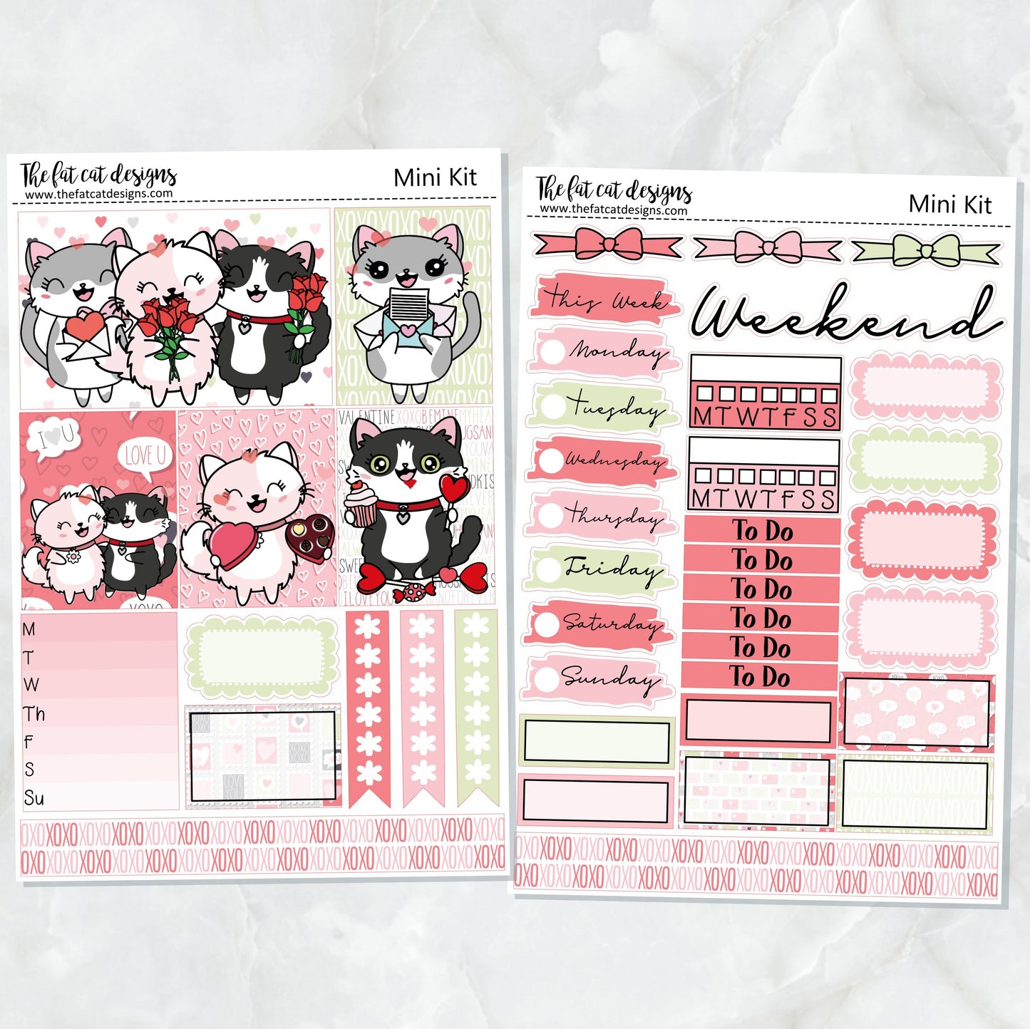 Valentine's Day with Flora Lily and Bud Mini Planner Sticker Kit for the Printpression B6 Erin Condren Travelers Notebooks