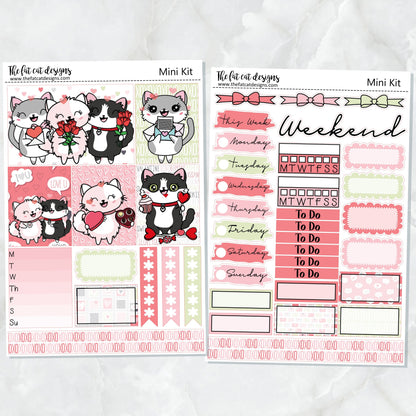 Valentine's Day with Flora Lily and Bud Mini Planner Sticker Kit for the Printpression B6 Erin Condren Travelers Notebooks