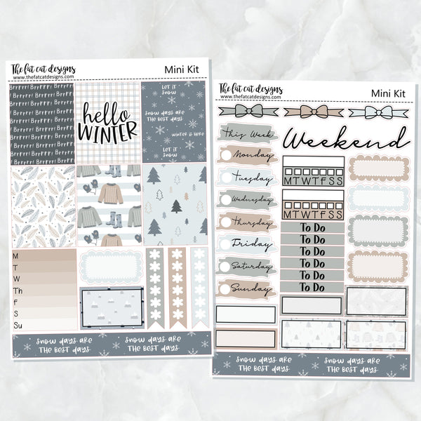 Winter Days Mini Planner Sticker Kit for the Printpression B6 Erin Condren Travelers Notebooks