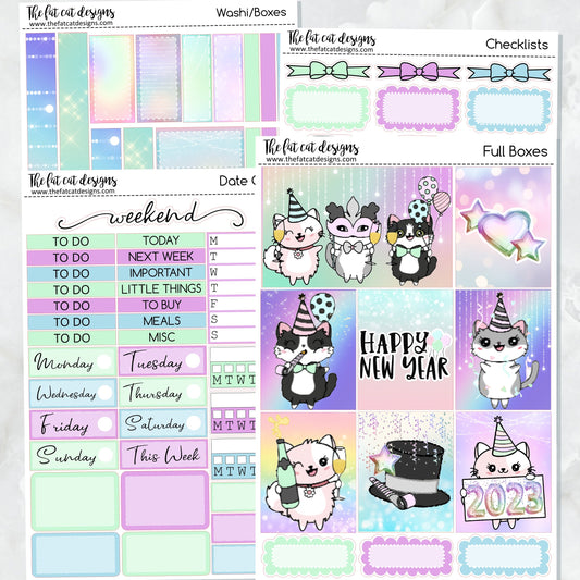 New Years 2023 Celebration Planner Stickers Standard Weekly Kit