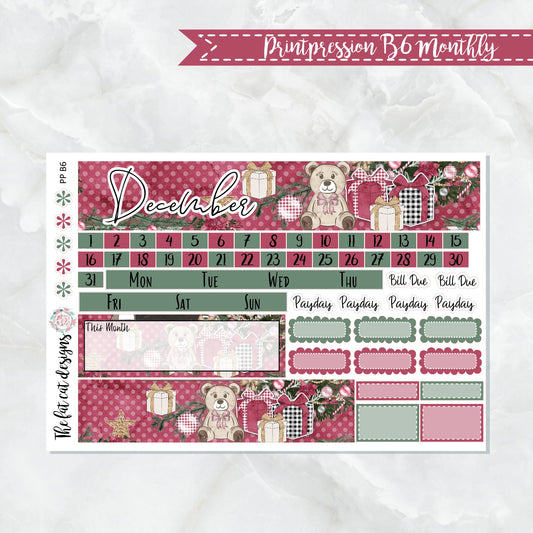 December Christmas Morning Monthly Planner Sticker Kit for the Printpression B6 Planner