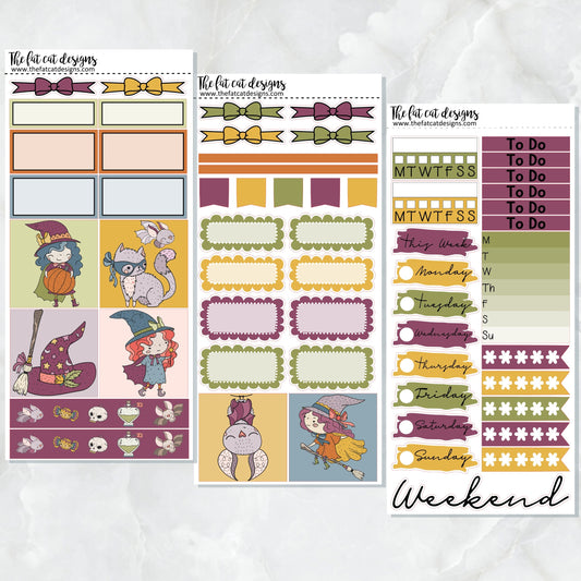 Cute Halloween Witches Planner Stickers Printpression Weeks