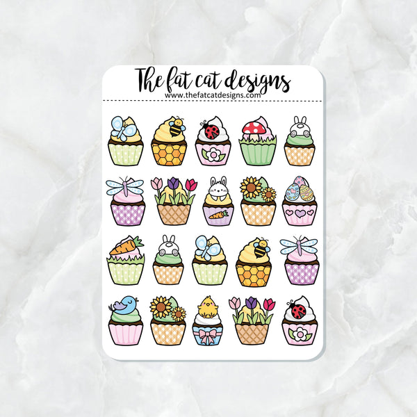Spring Cupcake Doodle Stickers