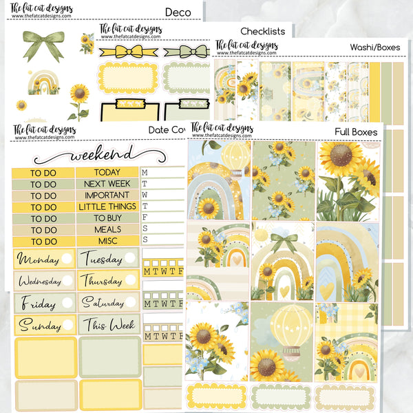 Sunflower Rainbows Planner Stickers Standard Weekly Kit