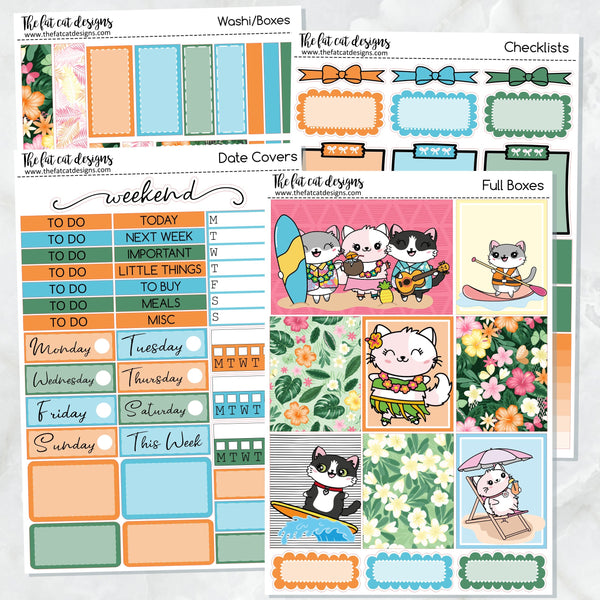 Tropical Vacation Planner Stickers Standard Weekly Kit