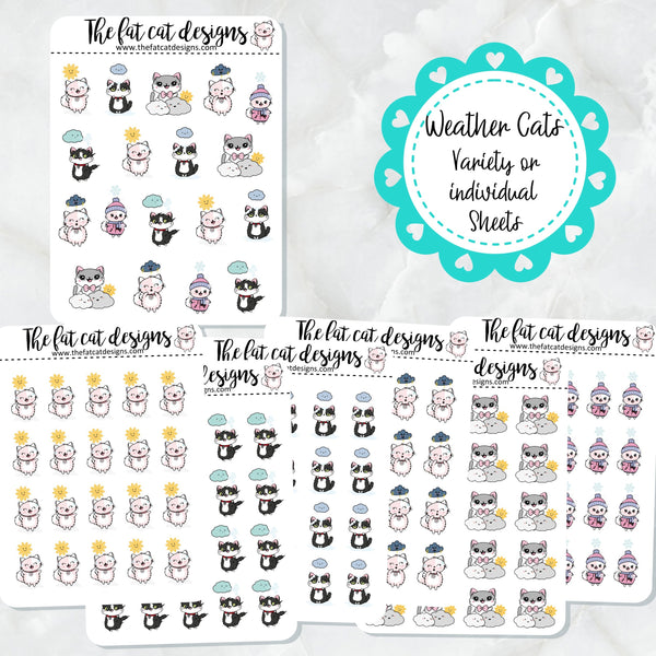Flora Lily and Bud Weather Doodles Icons Mini Sheet Exclusive Cat Planner Stickers