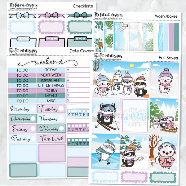 Winter Fun with Flora, Lily and Bud Planner Stickers Standard Weekly Kit