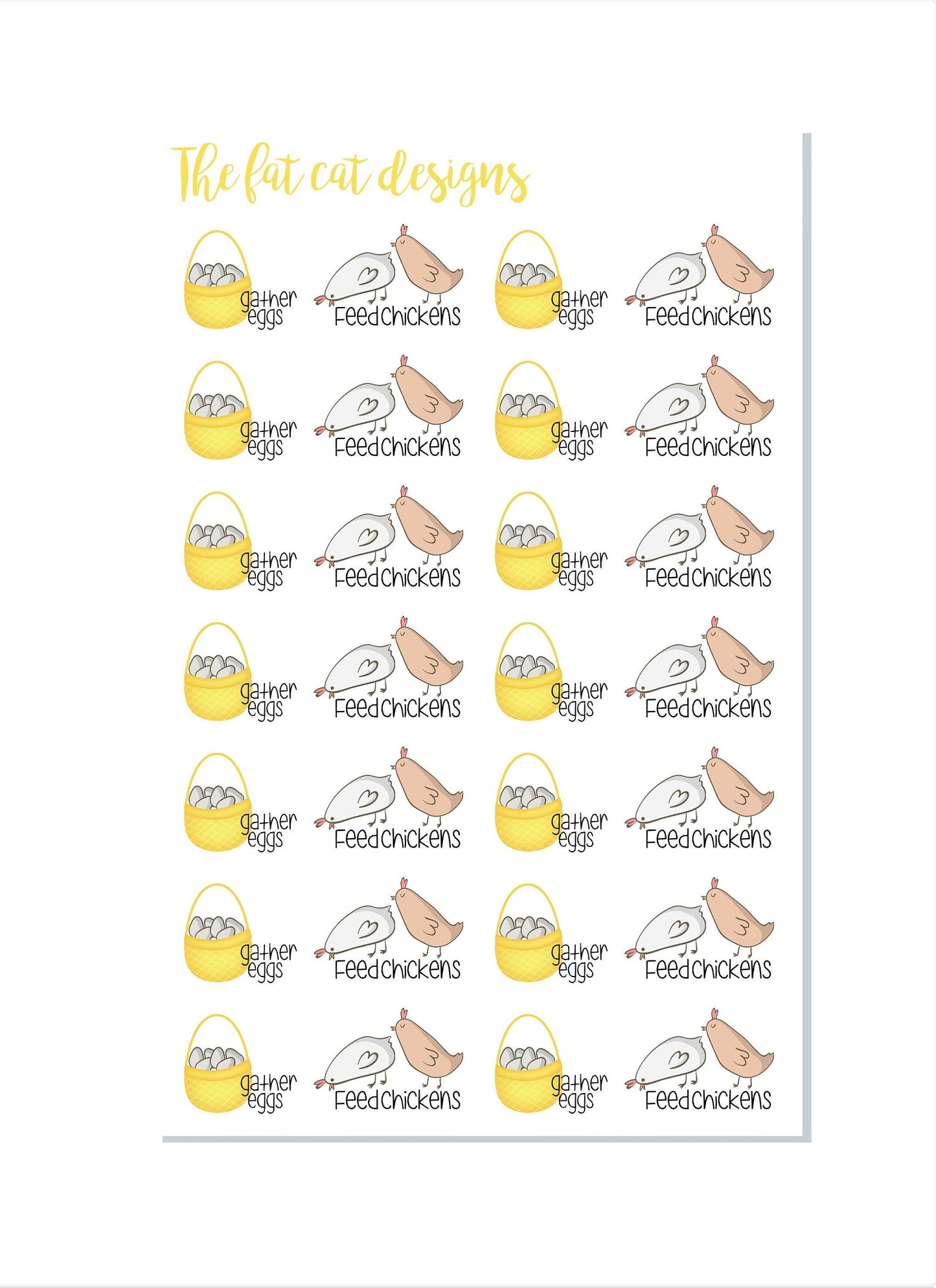 Feed Chickens Gather Eggs Planner Stickers for Erin Conden Happy Planner Travelers Notebooks