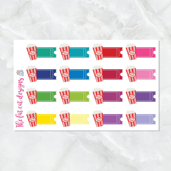 Movie Night Planner Stickers for  Happy Planner Filofax Plum Paper Recollections Travelers Notebooks