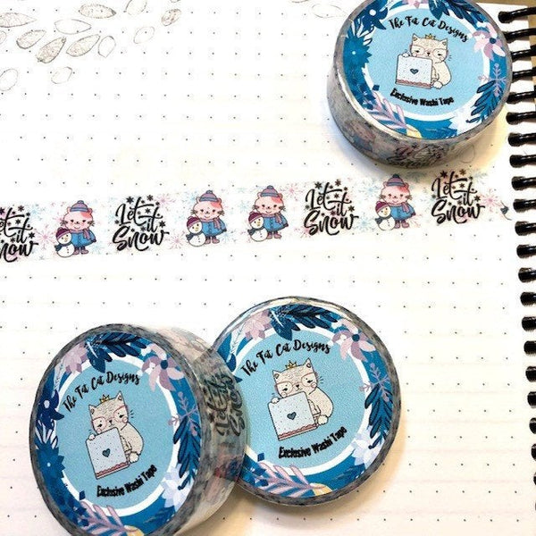 Flora the Cat Winter Fun Exclusive Washi Tape for  Happy Planner Recollections Plum Paper Travelers Notebooks