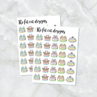 Cute Birthday Cakes Planner Stickers for the Hobonichi Weeks Pocket Micro Travelers Notebooks