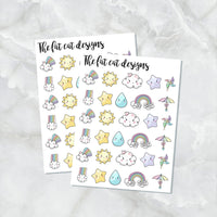 Cute Weather Doodles Planner Stickers for the Hobonichi Weeks Pocket Micro Travelers Notebooks