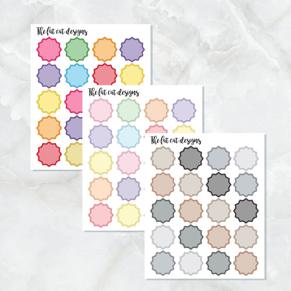 Starburst Circle Planner Stickers for the Hobonichi Weeks Pocket Micro Travelers Notebooks