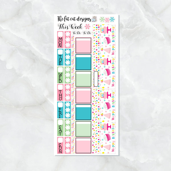 Happy Birthday Planner Stickers for the Hobonichi Weeks