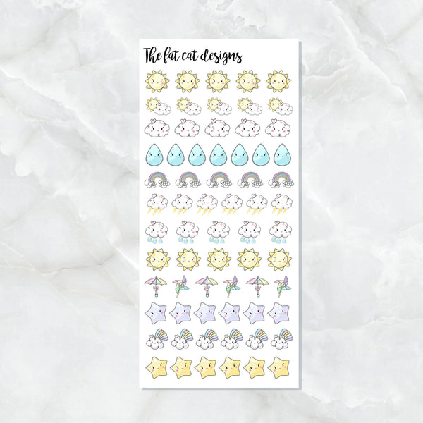 Weather Doodles Planner Stickers for the Hobonichi Weeks