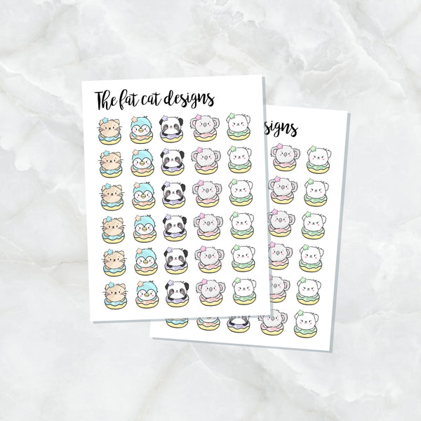 Cute Donut Characters Planner Stickers for the Hobonichi Weeks Pocket Micro Travelers Notebooks