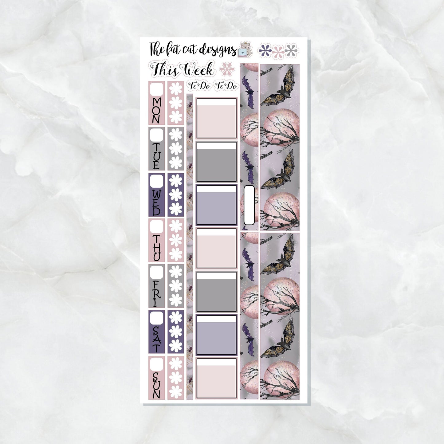 Halloween Pink Moon Planner Stickers for the Hobonichi Weeks