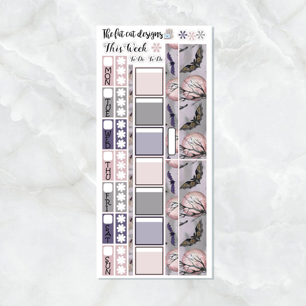 Halloween Pink Moon Planner Stickers for the Hobonichi Weeks