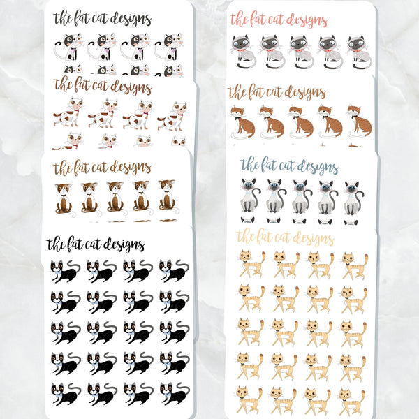 Cute Cats Variety Mini Sticker Sheets for  Personal Planner Happy Planner Bullet Journal Travelers Notebook