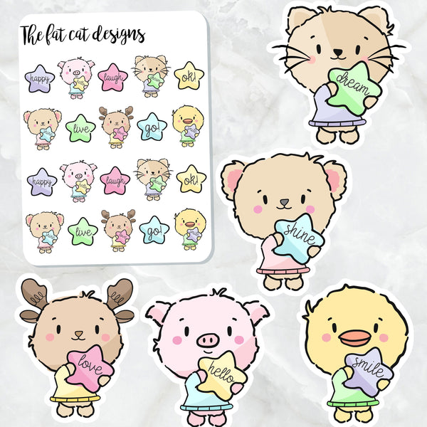 Cute Inspirational Characters Die Cut Planner Stickers for  Happy Planner Plum Paper Personal Travelers Notebook Hobonichi Weeks