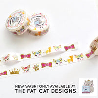 Cute Cat Faces Crowns Bows Exclusive Washi Tape for  Happy Planner Recollections Plum Paper Travelers Notebooks Hobonichi Weeks