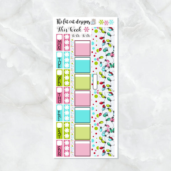 Christmas Holiday Lights Planner Stickers for the Hobonichi Weeks