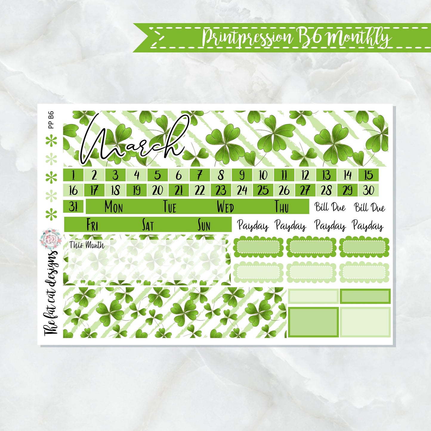 March Monthly Planner Sticker Kit for the Printpression B6 Planner