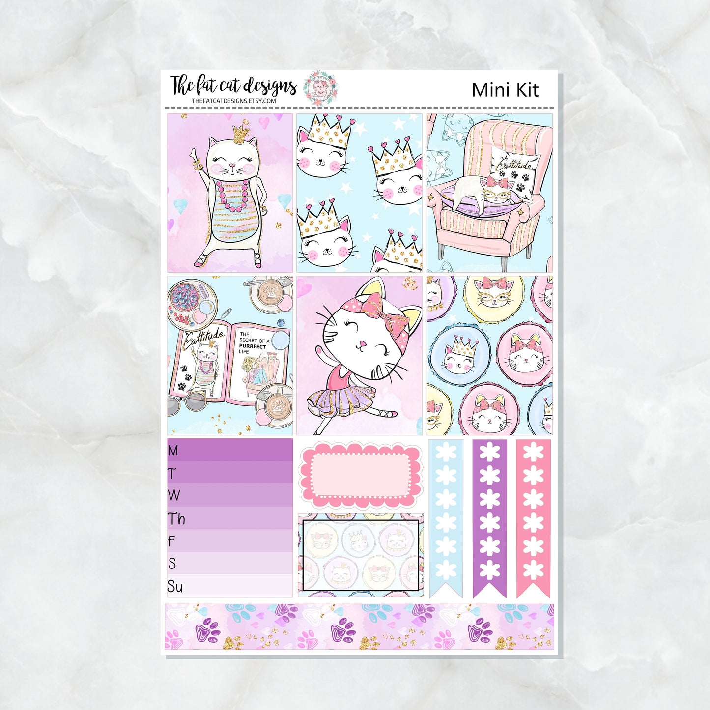 Cattitude Cat Mini Planner Sticker Kit for the Printpression B6  Travelers Notebooks