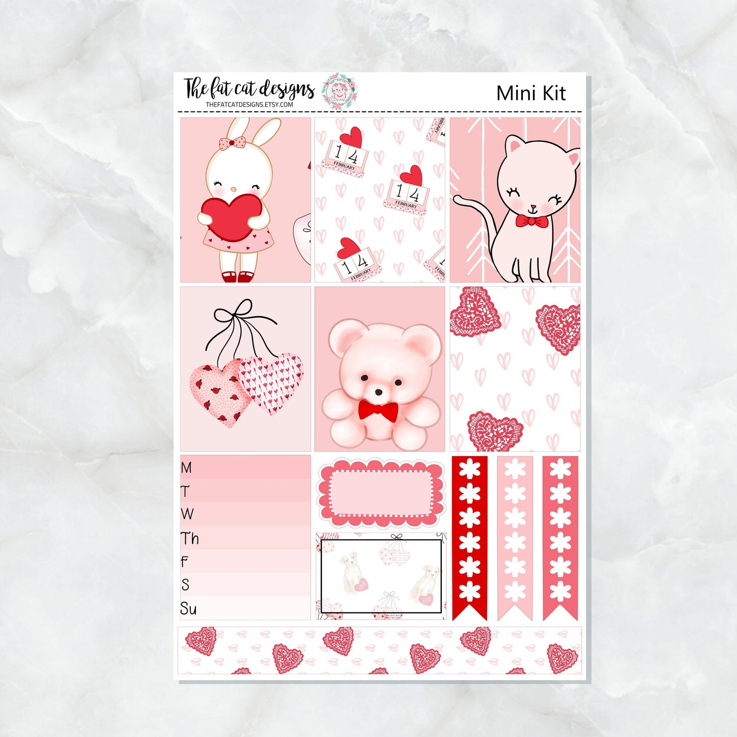 Happy Valentines Day Mini Planner Sticker Kit for the Printpression B6  Travelers Notebooks