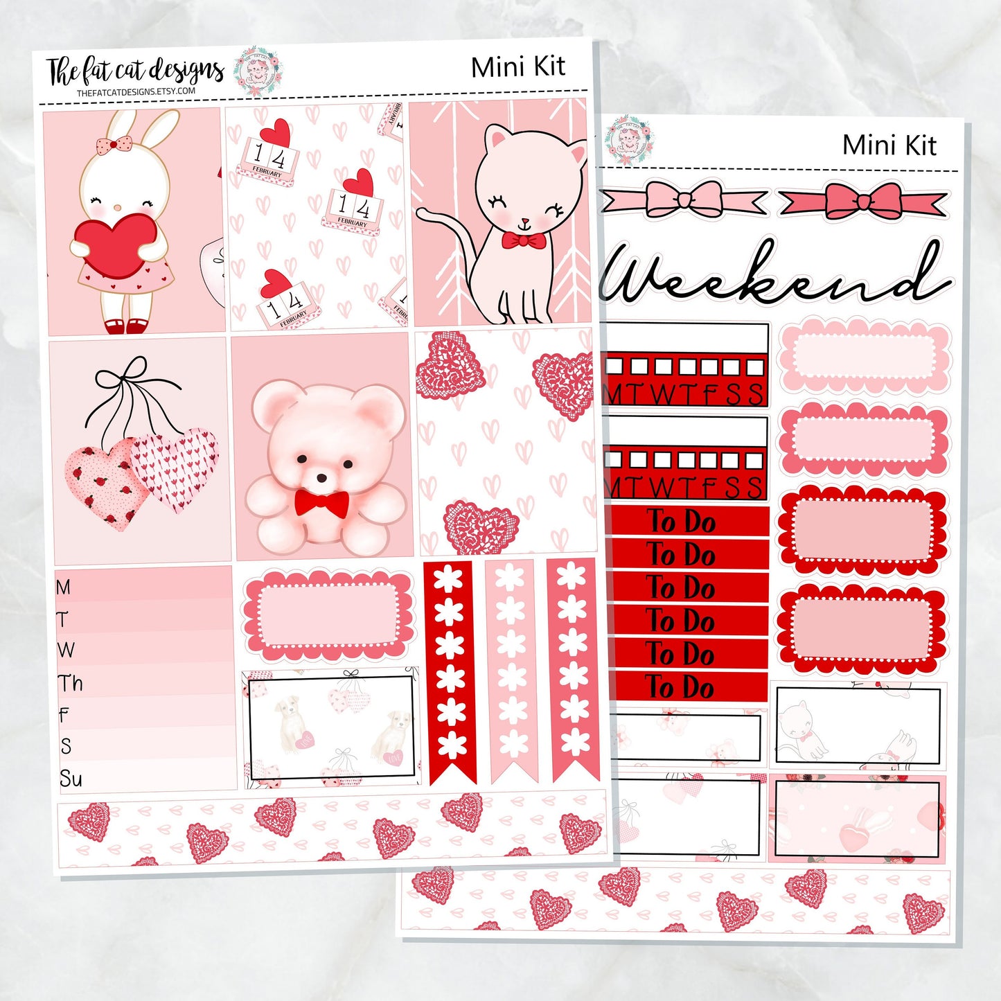 Happy Valentines Day Mini Planner Sticker Kit for the Printpression B6  Travelers Notebooks