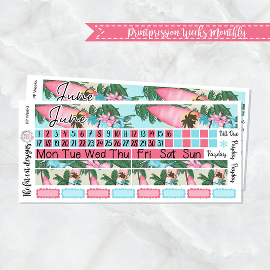 June Monthly Planner Sticker Kit for the Printpression PP Weeks