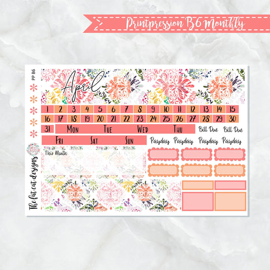 April Monthly Planner Sticker Kit for the Printpression B6 Planner