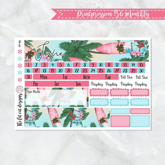 June Monthly Planner Sticker Kit for the Printpression B6 Planner