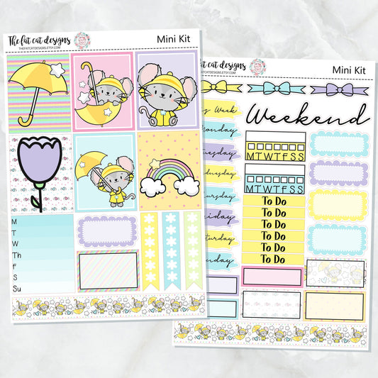 Rainy Day Mouse Spring Mini Planner Sticker Kit for the Printpression B6  Travelers Notebooks