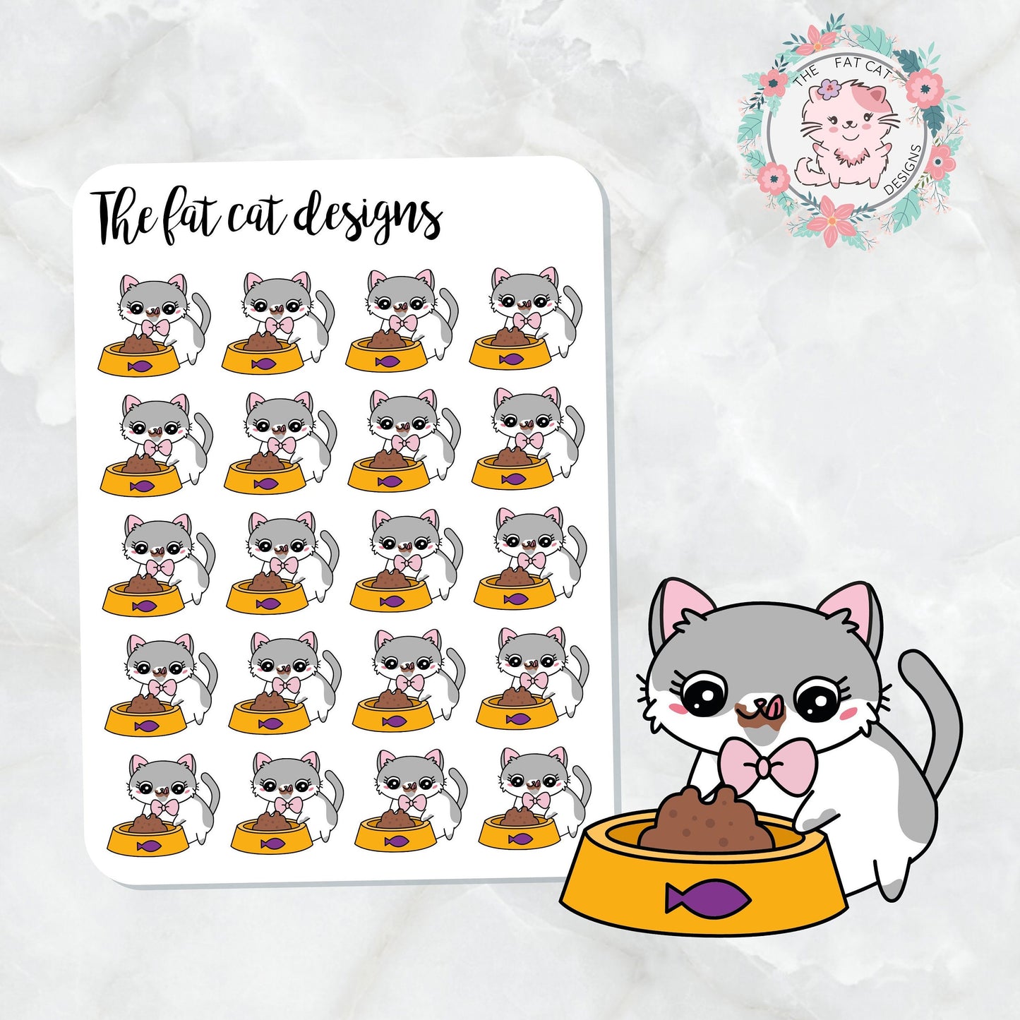 Lily is hungry Exclusive Cat Die Cut and Sticker Sheet Set for  Happy planner travelers notebook Bullet Journal Hobonichi