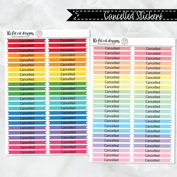 Cancelled Planner Stickers for  Happy Planner Printpression Plum Paper Hobonichi Bullet Journal Travelers Notebook