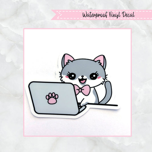 Lily Works Waterproof Vinyl Decal Cat Die Cut Sticker for Planners Notebooks Journals Dashboards Hobonichi Weeks Covers