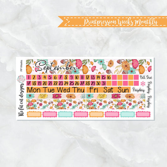 September Monthly Planner Sticker Kit for the Printpression PP Weeks