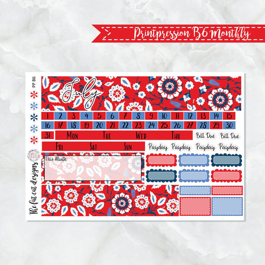 July Monthly Planner Sticker Kit for the Printpression B6 Planner