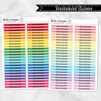 Rescheduled Planner Stickers for  Happy Planner Printpression Plum Paper Hobonichi Bullet Journal Travelers Notebook