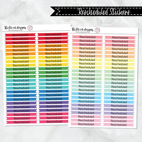 Rescheduled Planner Stickers for  Happy Planner Printpression Plum Paper Hobonichi Bullet Journal Travelers Notebook