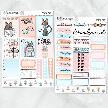 Cute Black Cat Mini Planner Sticker Weekly Kit for the Printpression B6  Travelers Notebooks