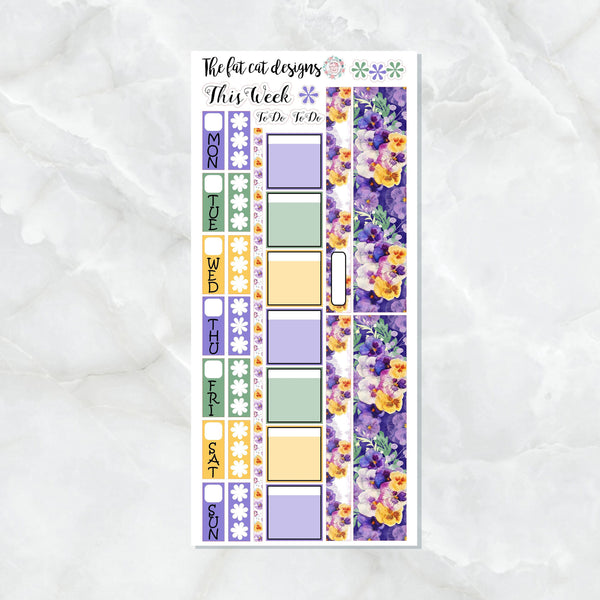 Pansy Flowers Planner Stickers for the Hobonichi Weeks