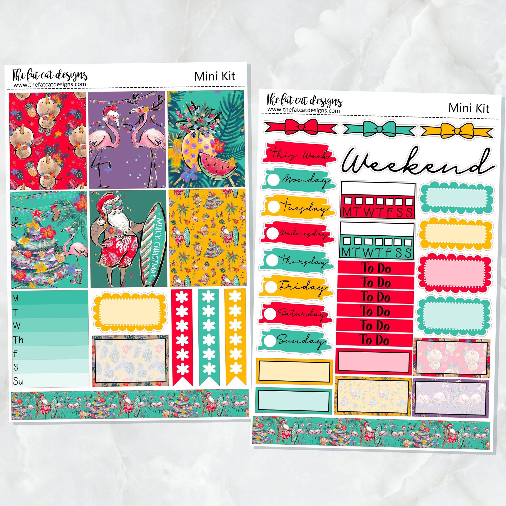 Tropical Christmas Mini Planner Sticker Kit for the Printpression B6 Erin Condren Travelers Notebooks