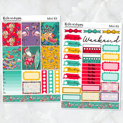 Tropical Christmas Mini Planner Sticker Kit for the Printpression B6 Erin Condren Travelers Notebooks
