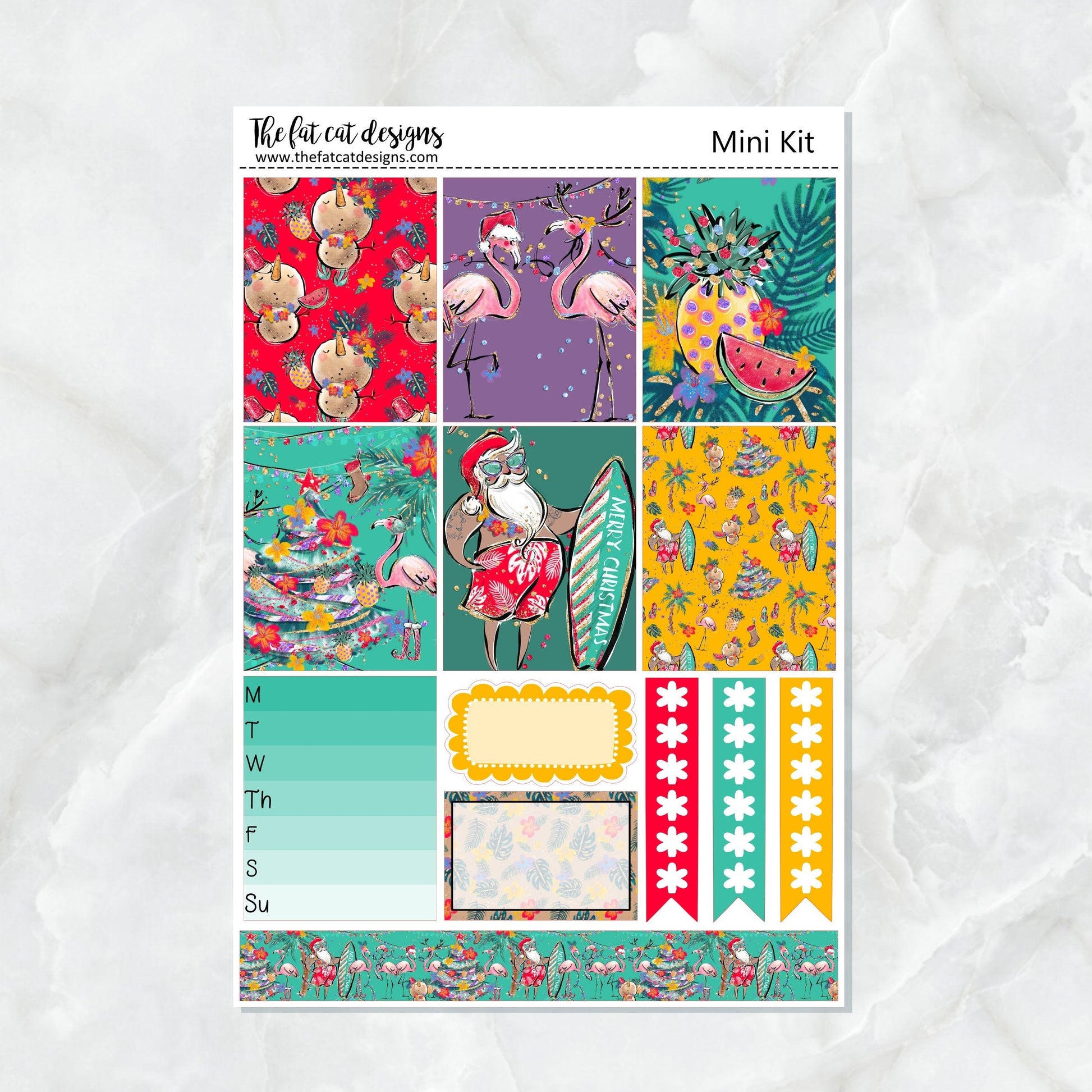 Tropical Christmas Mini Planner Sticker Kit for the Printpression B6 Erin Condren Travelers Notebooks