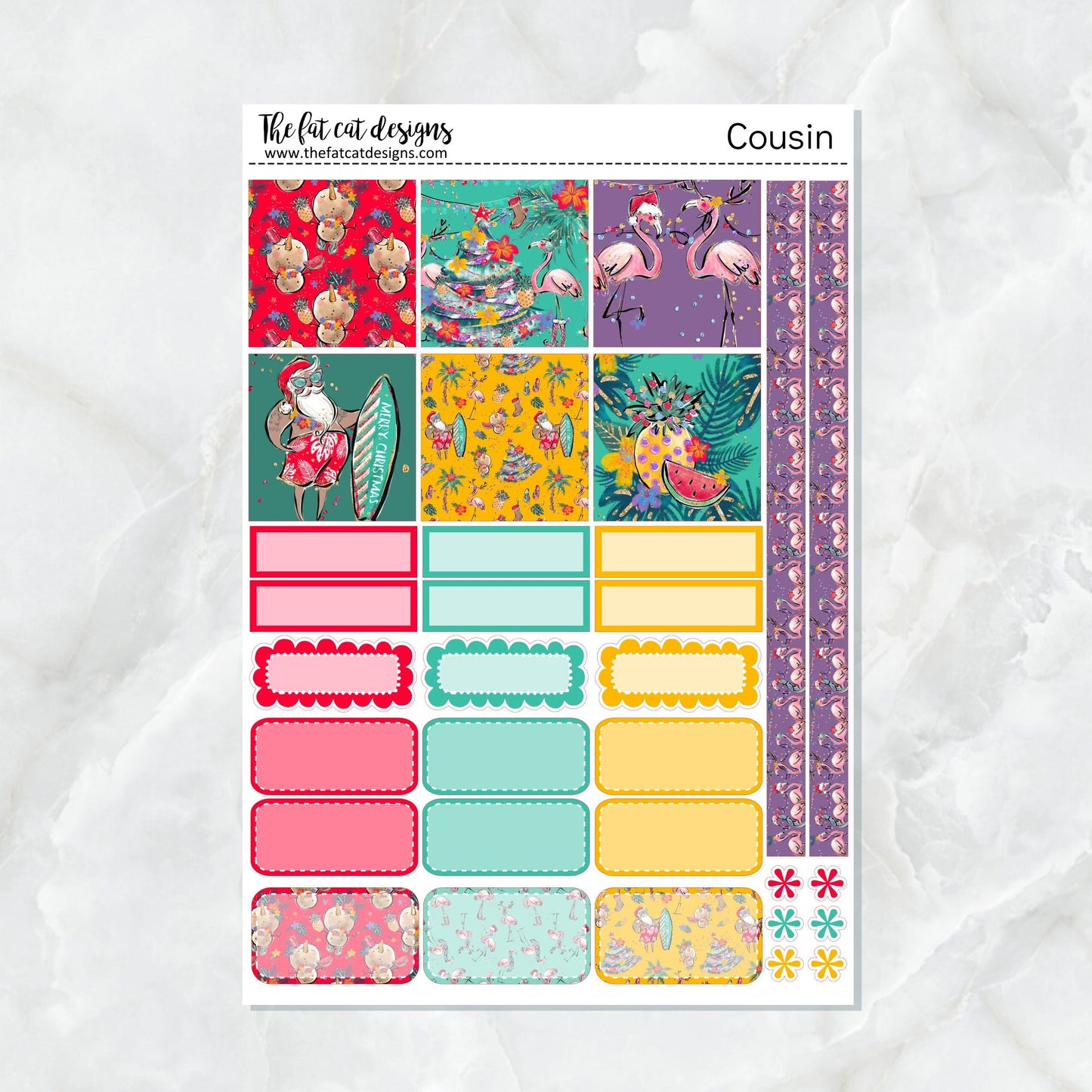 Tropical Christmas Weekly Planner Sticker Kit for the Hobonichi Cousin