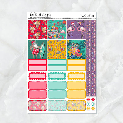 Tropical Christmas Weekly Planner Sticker Kit for the Hobonichi Cousin